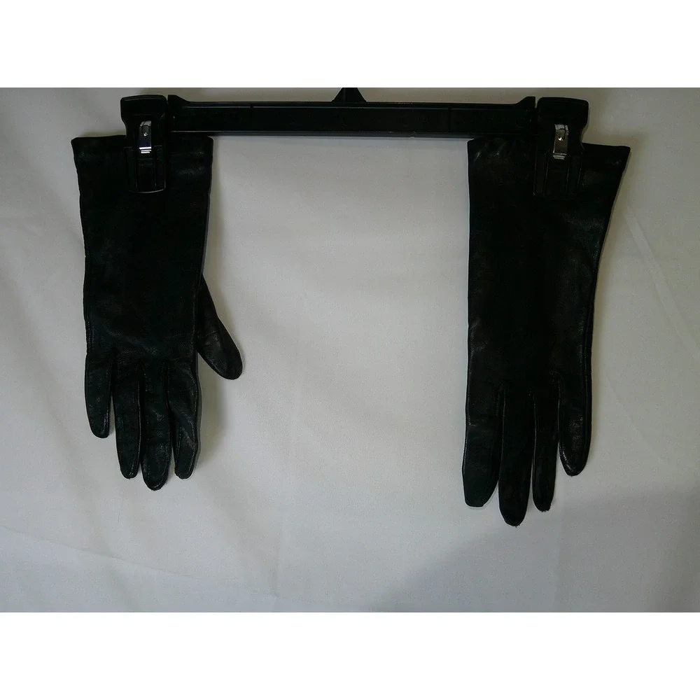 Vintage Grandoe Womens Black Leather Dress Gloves Size 7.5‎ Classic Winter